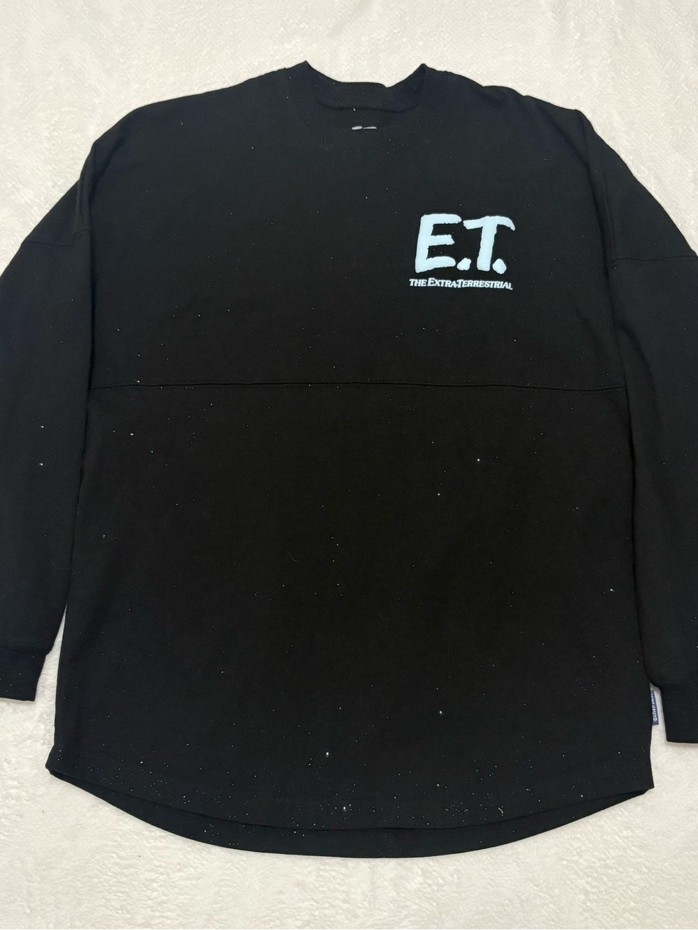 Spirit Jersey E.T. The Extra-Terrestrial Graphic Print Cotton Top Black Sz S
